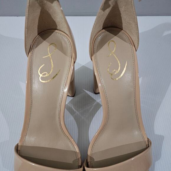 NEW Sam Edelman Yaro Block Heel Sandal Beige Blush Patent Size 10 WIDE WIDTH - Picture 9 of 14